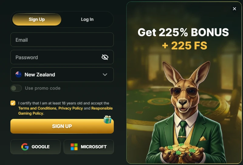 GoldenRoo NZ SignUp Form